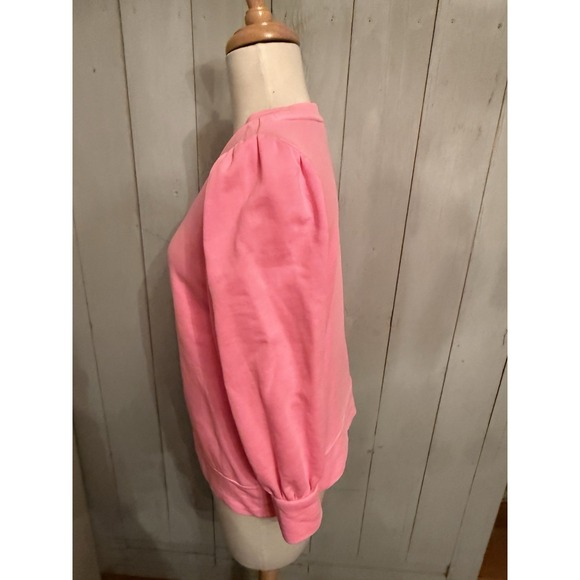 Lilly Pulitzer Corden Pink Sweatshirt XS Pullover Quarter Puff‎ Sleeve Crew M34 - Picture 10 of 11